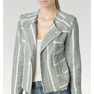 Paige Shayla Moto Style Tweed Jacket Size L